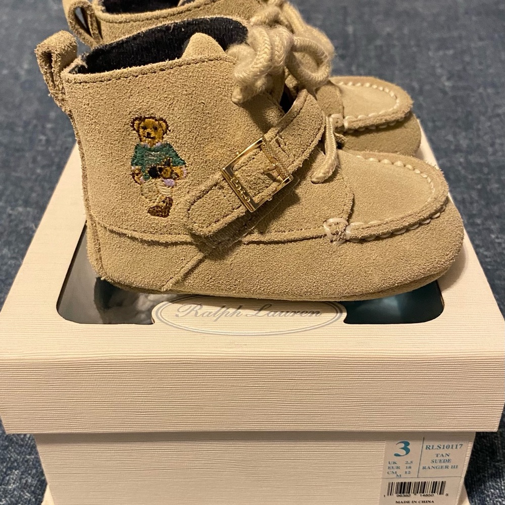 Ranger High-Top Suede Polo Bear Boots Size 3